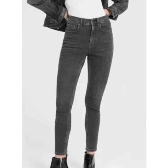 Everlane Womens High Rise Skinny Denim Jeans Zip Fly Washed Black Size 28 Tall - Picture 1 of 10